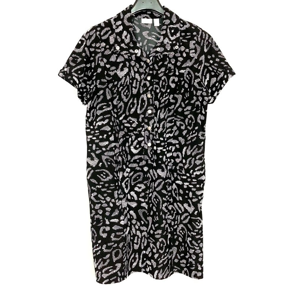 Chico’s Zenergy Utility Shirt Dress Women’s Size XL Snap Front Leopard Pockets